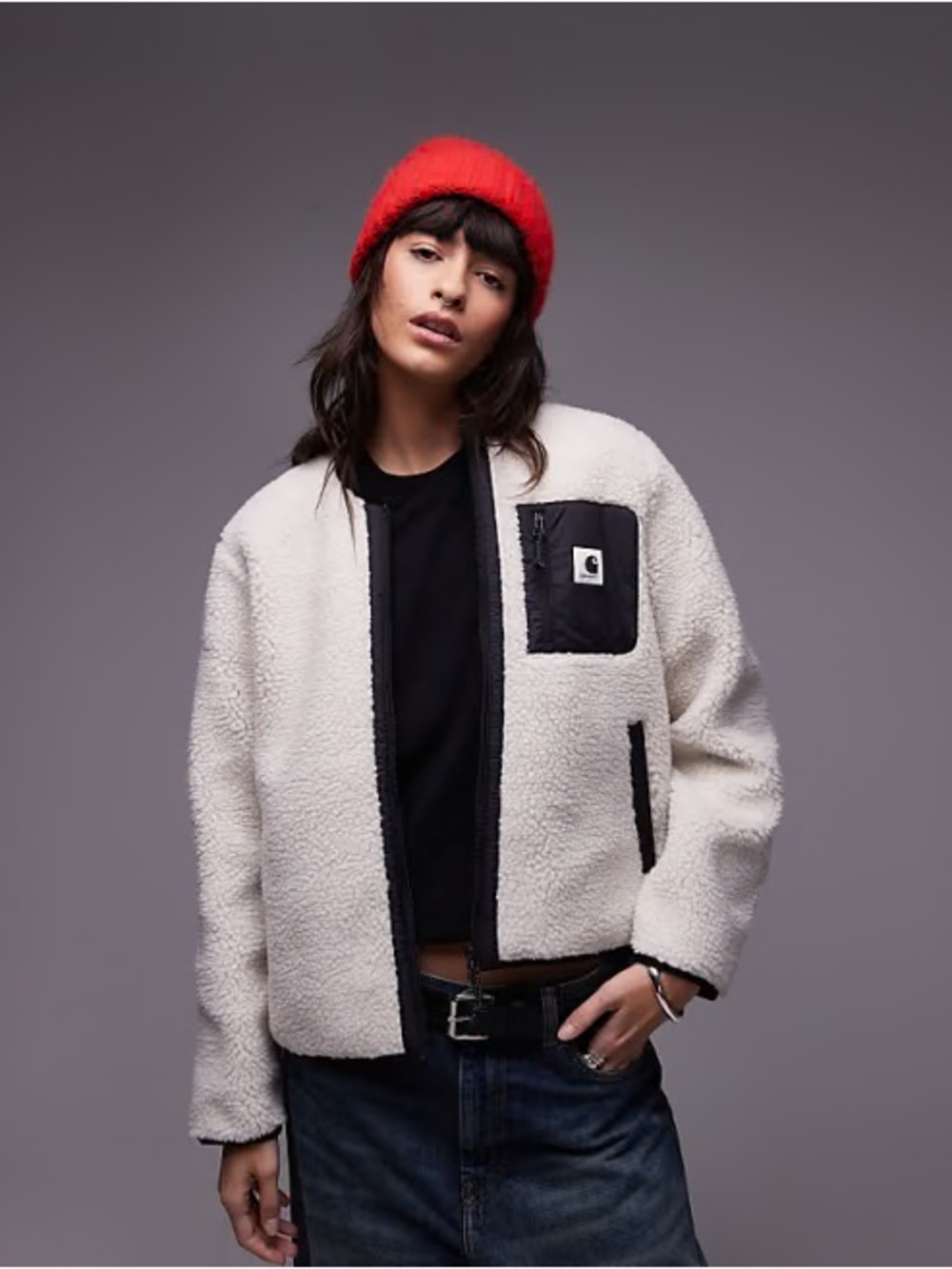 Carhartt WIP White Sherpa Fleece Jacket